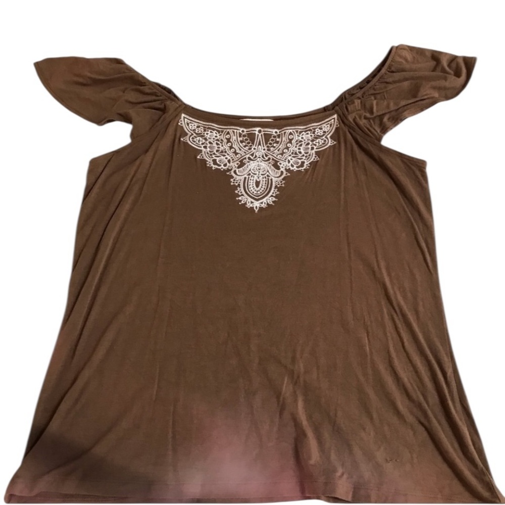 Ann Taylor size large 2 piece off shoulder top and cropped wide leg , shirred